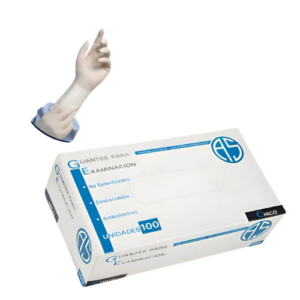 Guantes de Látex Descartables – Caja x 100 unidades (Blanco, distintos talles)